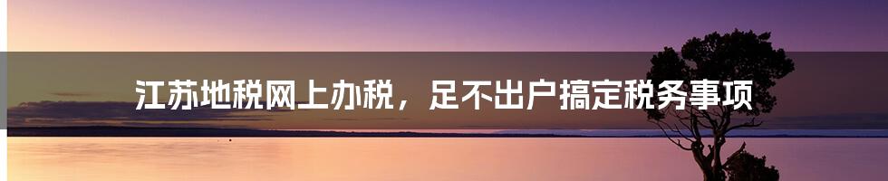 江苏地税网上办税，足不出户搞定税务事项