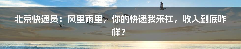 北京快递员：风里雨里，你的快递我来扛，收入到底咋样？