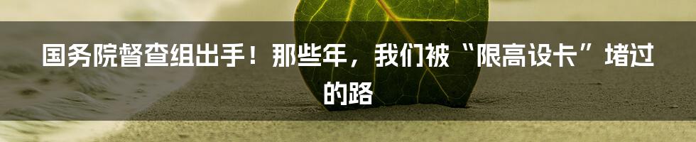 国务院督查组出手！那些年，我们被“限高设卡”堵过的路