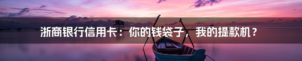 浙商银行信用卡：你的钱袋子，我的提款机？