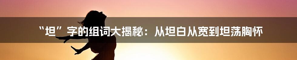 “坦”字的组词大揭秘：从坦白从宽到坦荡胸怀