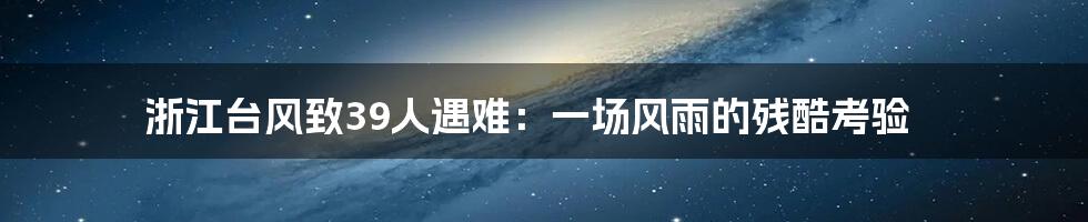 浙江台风致39人遇难：一场风雨的残酷考验