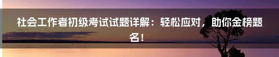 社会工作者初级考试试题详解：轻松应对，助你金榜题名！