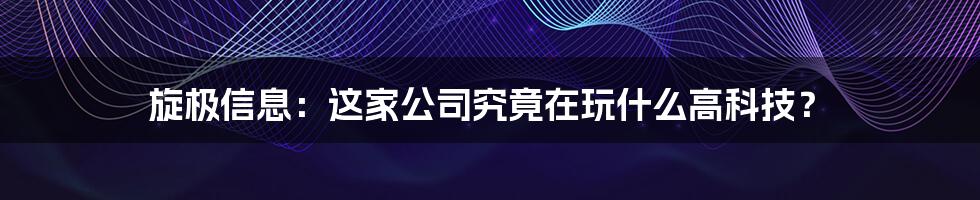 旋极信息：这家公司究竟在玩什么高科技？