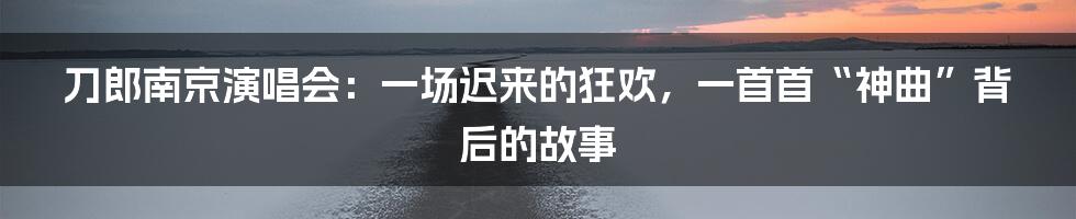 刀郎南京演唱会：一场迟来的狂欢，一首首“神曲”背后的故事