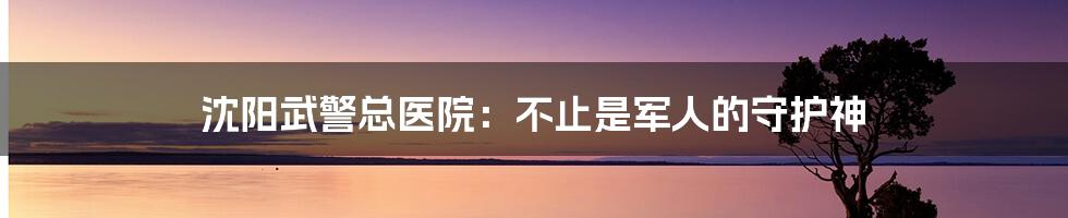 沈阳武警总医院：不止是军人的守护神