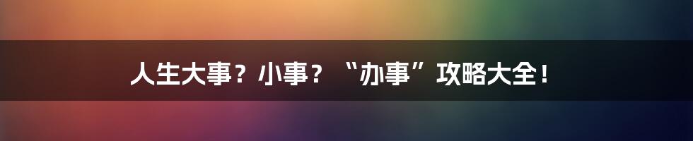 人生大事？小事？“办事”攻略大全！