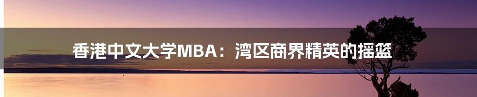 香港中文大学MBA：湾区商界精英的摇篮