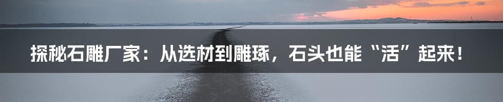 探秘石雕厂家：从选材到雕琢，石头也能“活”起来！