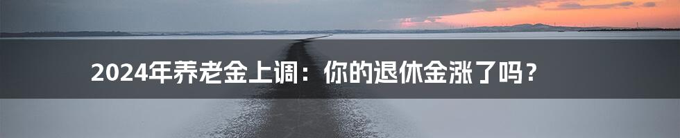 2024年养老金上调：你的退休金涨了吗？