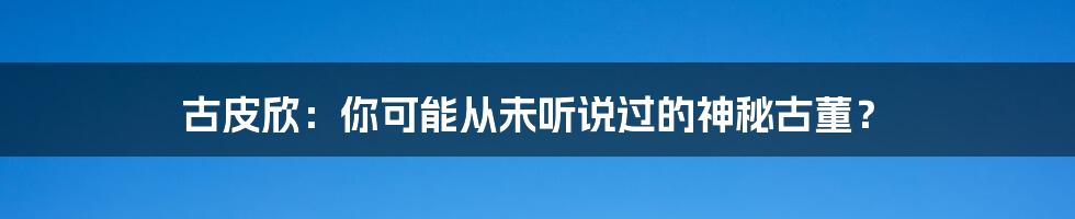 古皮欣：你可能从未听说过的神秘古董？