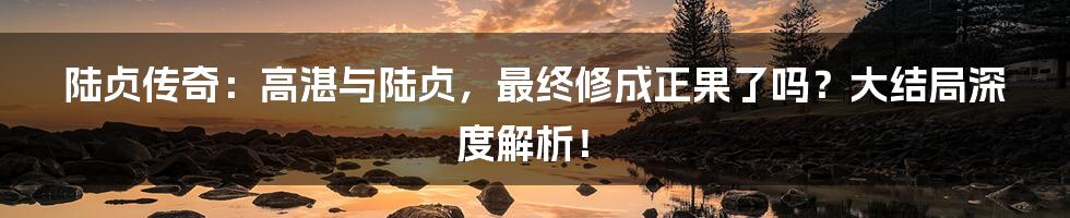 陆贞传奇：高湛与陆贞，最终修成正果了吗？大结局深度解析！