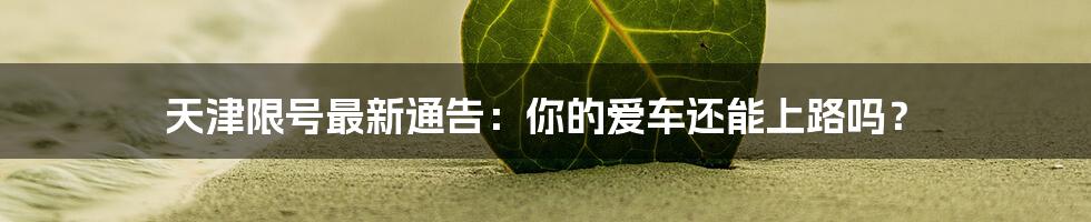 天津限号最新通告：你的爱车还能上路吗？