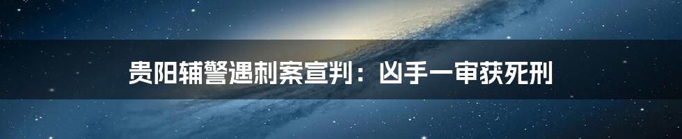 贵阳辅警遇刺案宣判：凶手一审获死刑