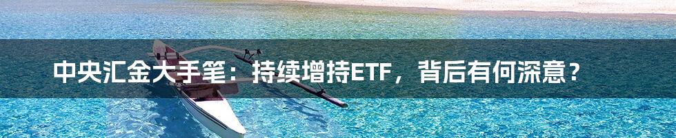 中央汇金大手笔：持续增持ETF，背后有何深意？