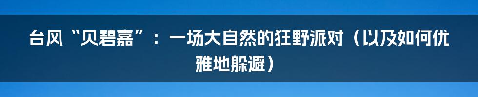 台风“贝碧嘉”：一场大自然的狂野派对（以及如何优雅地躲避）