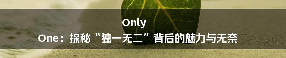 Only One：探秘“独一无二”背后的魅力与无奈