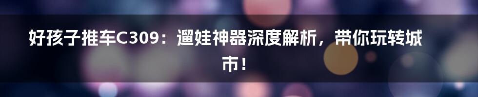 好孩子推车C309：遛娃神器深度解析，带你玩转城市！