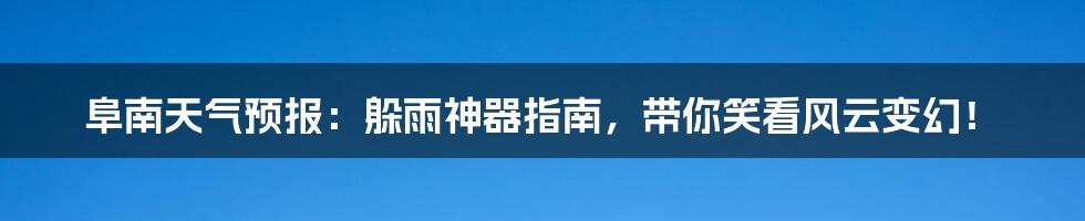 阜南天气预报：躲雨神器指南，带你笑看风云变幻！