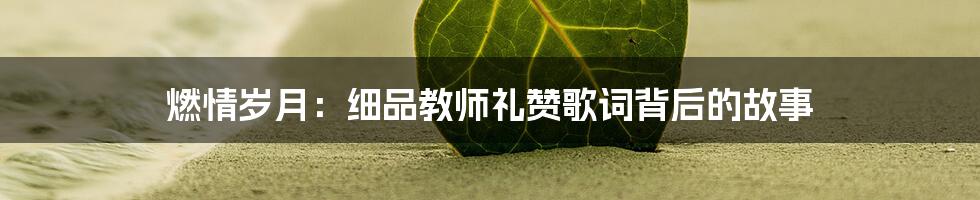 燃情岁月：细品教师礼赞歌词背后的故事