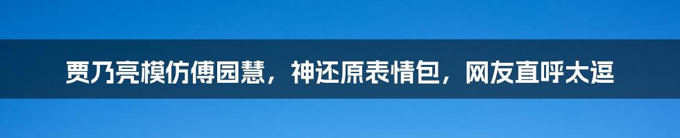 贾乃亮模仿傅园慧，神还原表情包，网友直呼太逗