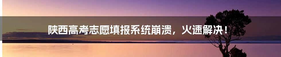 陕西高考志愿填报系统崩溃，火速解决！