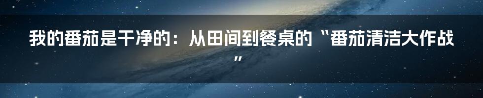 我的番茄是干净的：从田间到餐桌的“番茄清洁大作战”