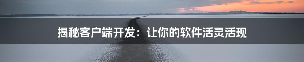 揭秘客户端开发：让你的软件活灵活现