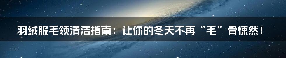 羽绒服毛领清洁指南：让你的冬天不再“毛”骨悚然！