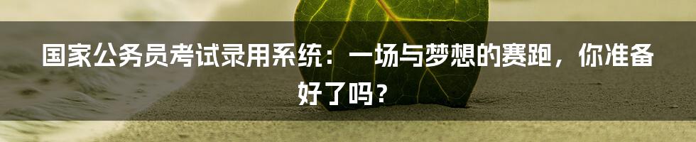 国家公务员考试录用系统：一场与梦想的赛跑，你准备好了吗？