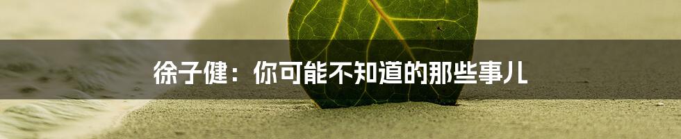 徐子健：你可能不知道的那些事儿