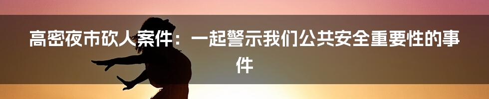 高密夜市砍人案件：一起警示我们公共安全重要性的事件