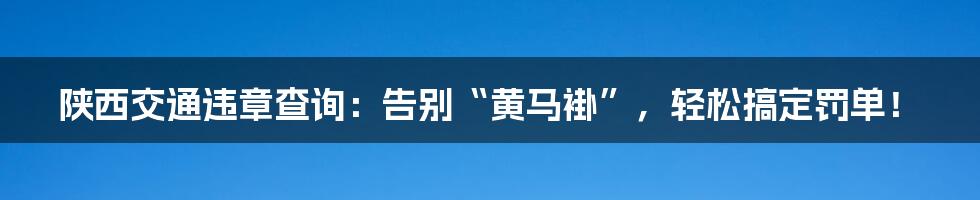 陕西交通违章查询：告别“黄马褂”，轻松搞定罚单！