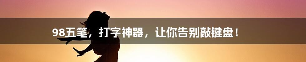 98五笔，打字神器，让你告别敲键盘！