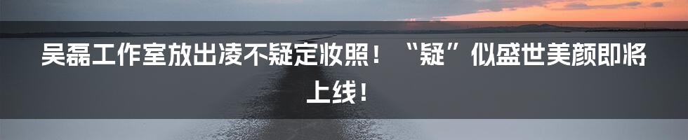 吴磊工作室放出凌不疑定妆照！“疑”似盛世美颜即将上线！