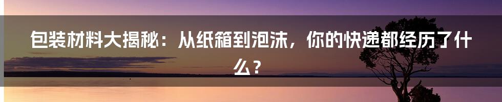 包装材料大揭秘：从纸箱到泡沫，你的快递都经历了什么？