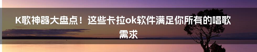 K歌神器大盘点！这些卡拉ok软件满足你所有的唱歌需求