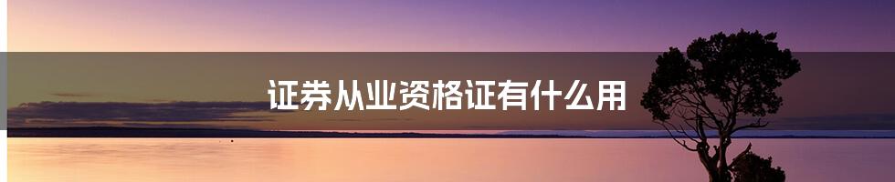 证券从业资格证有什么用