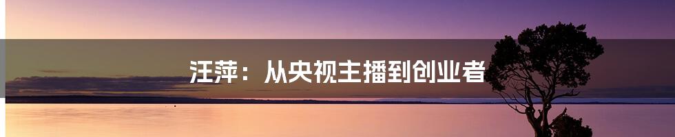 汪萍：从央视主播到创业者