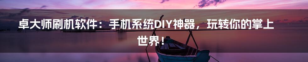 卓大师刷机软件：手机系统DIY神器，玩转你的掌上世界！