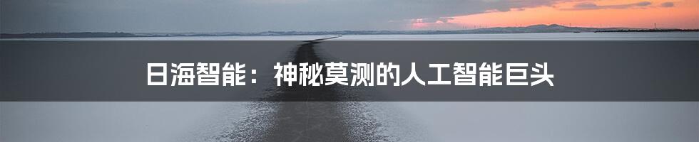 日海智能：神秘莫测的人工智能巨头