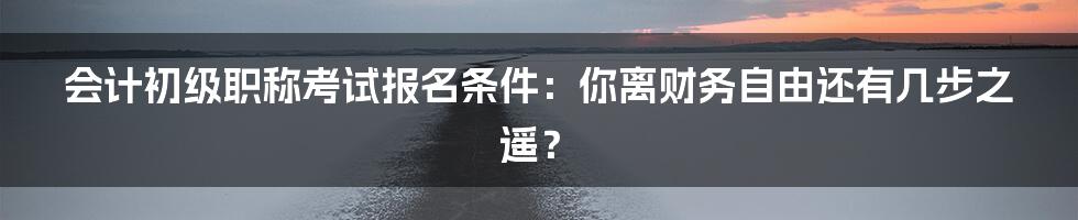 会计初级职称考试报名条件：你离财务自由还有几步之遥？