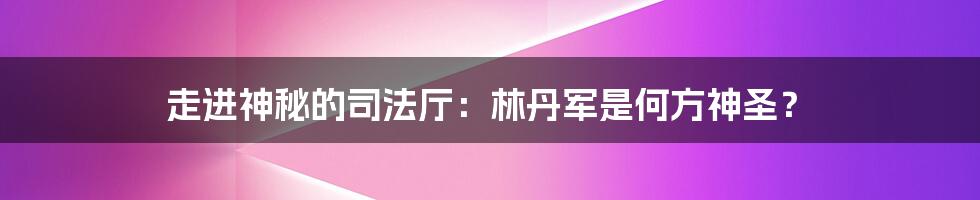 走进神秘的司法厅：林丹军是何方神圣？