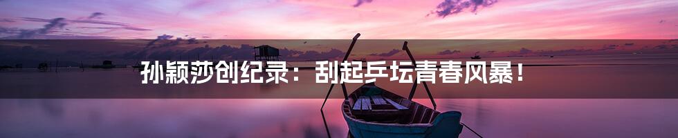 孙颖莎创纪录：刮起乒坛青春风暴！