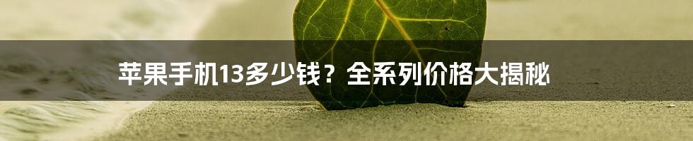 苹果手机13多少钱？全系列价格大揭秘