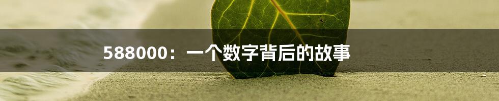 588000：一个数字背后的故事