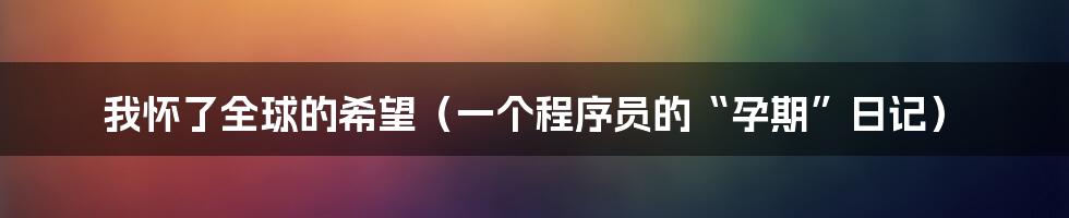 我怀了全球的希望（一个程序员的“孕期”日记）