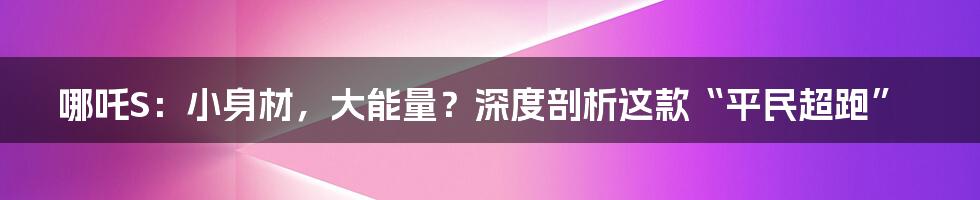 哪吒S：小身材，大能量？深度剖析这款“平民超跑”