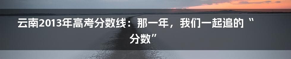 云南2013年高考分数线：那一年，我们一起追的“分数”