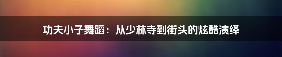 功夫小子舞蹈：从少林寺到街头的炫酷演绎